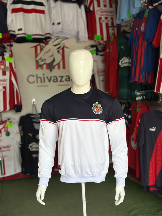 Sudadera blanca azul estilo retro